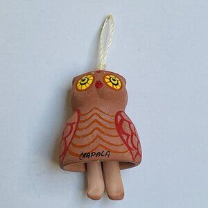 Ceramic Owl Dangle Legs Hanging Christmas Tree Ornament Wings Handpainted